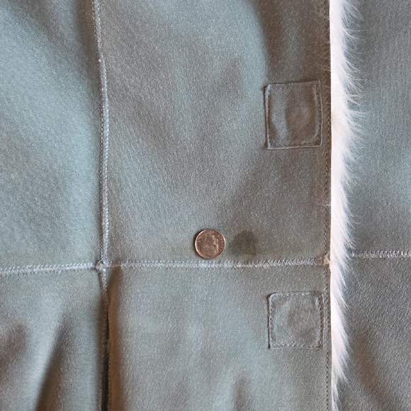 Wilsons Leather Light Blue Jacket with White Fur Lining Small - Picture 5 of 6